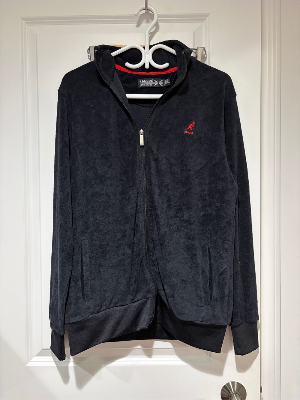 Kangol Black Hooded Full-Zip Jacket with Red Logo